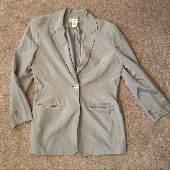 Josephine Chaus Collection Grey Suit Jacket Size 6 Shoulder Pads Button LIKE NEW - Picture 1 of 4